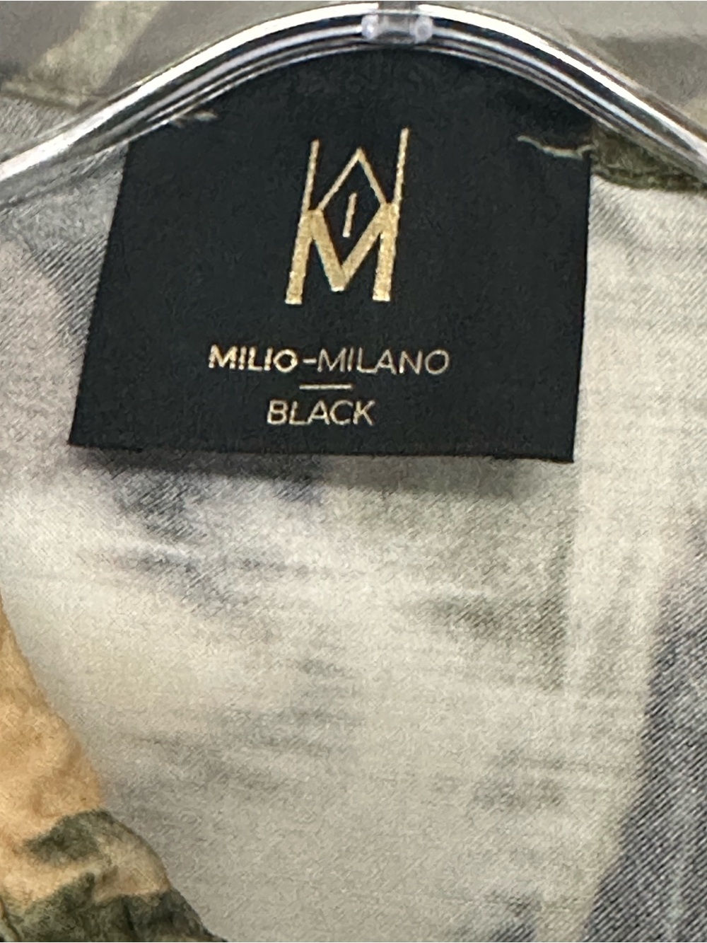 Milio Milano Black Abstract Animal Print Tie Front Blouse XS Made in Italy - Picture 4 of 8